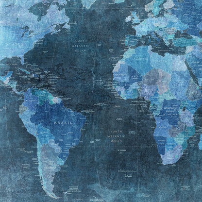 World map, blue