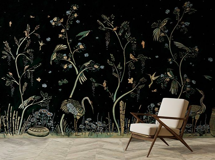 mural pared chinoiserie negro