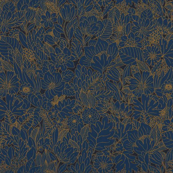 papel pintado floral azul marino