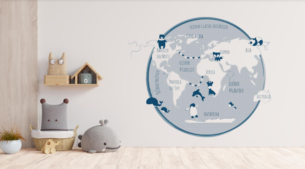 tenedor infinito A través de papel pintado mapa mundi | Murales KIDS | Papeles pintados Aribau