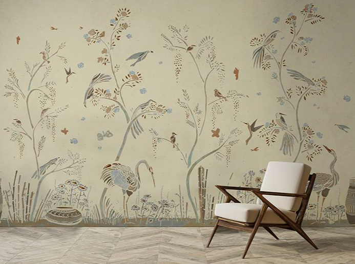 mural chinoiserie beige