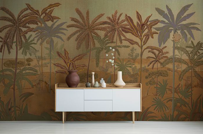 mural pared palmeras