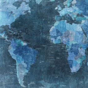 World map, blue