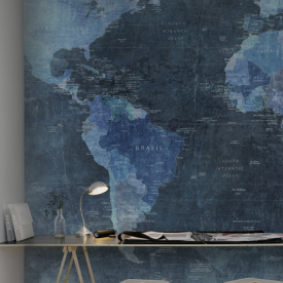 World map, blue