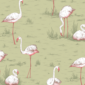 ICONS: FLAMINGOS (Olive)